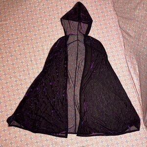 Sheer Hooded Capelet - Purple Black